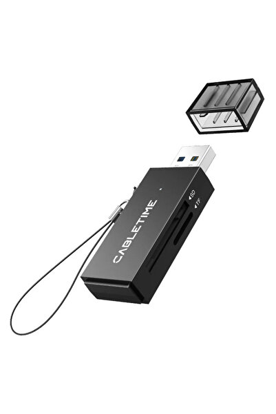 Cabletime Αναγνώστης καρτών CT-ASD3-PB για SD & micro SD, USB, 5Gbps, μαύρο
