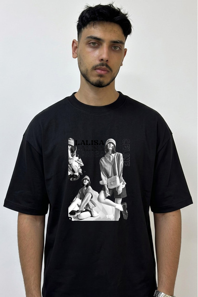 Anetos Lalisa_2 Design Printed Oversize Black T-Shirt