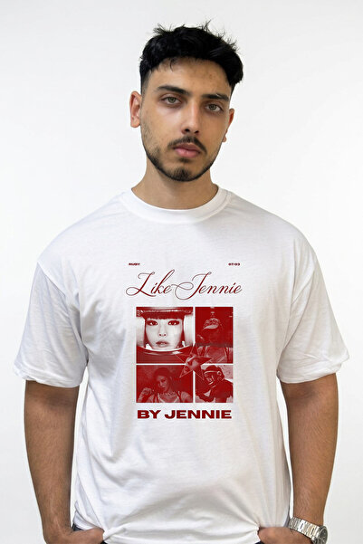 Anetos Jennie Kpop_1 Design Printed Oversize White T-Shirt