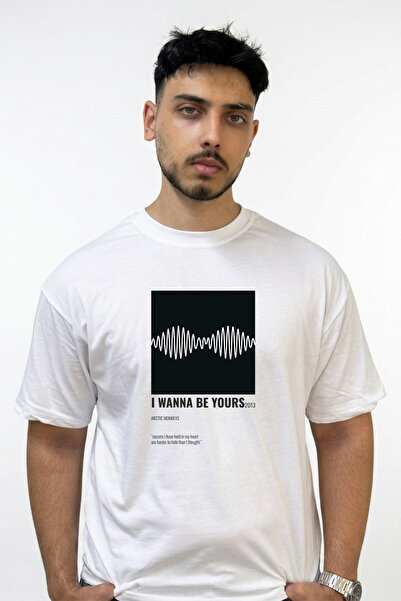 Anetos Arctic Monkeys Am Design Printed Oversize White T-Shirt