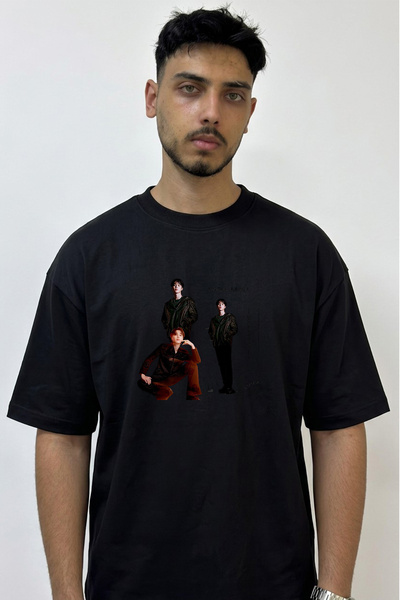 Anetos Park Jimin_1 Design Printed Oversize Black T-Shirt