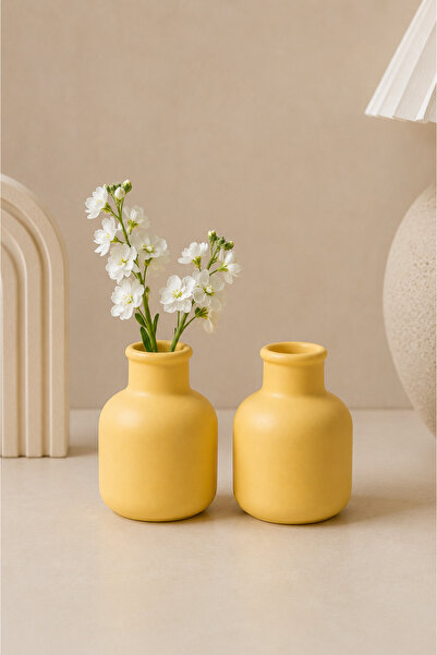 AlohamoraShop 2'li Modern Dekorasyon İçin Şık Beton Çiçek Vazo - Minimal ve Z...