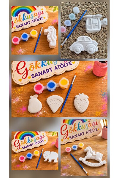 Gökkuşağı 5 paket taş boyama seti-DIY KENDİN YAP- KREŞ ANAOKULU ETKİNLİK- büy...