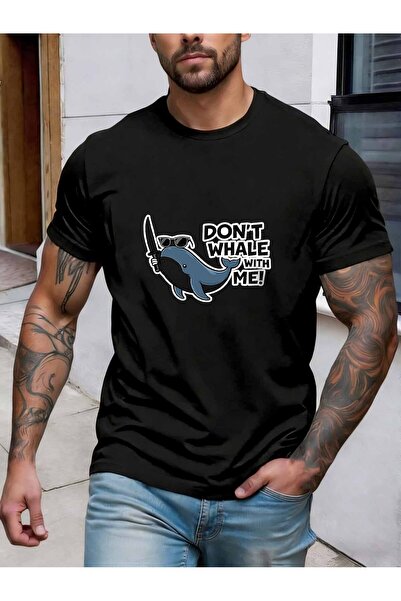 NOURAM Cool Men's TShirt Funny Whale with Glasses and Sword Pattern Pure Cott...