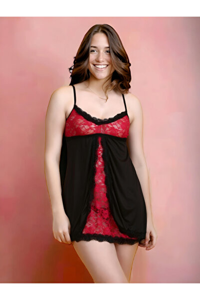 Hill Islands By Styli Women Contrast Textured Lace Babydoll