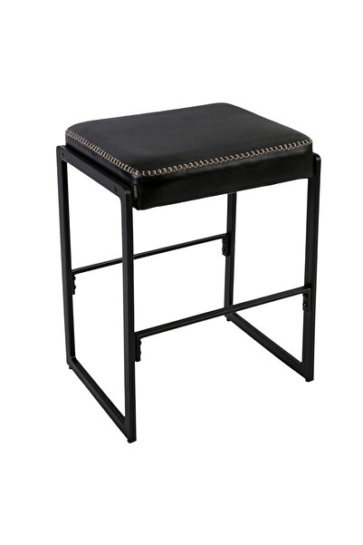 Garvee 66cm Modern Bar Stool 1PC- Black PU Leather with Oil Wax Effect and St...
