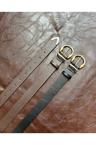 LİA KEMER 2-Pack Learn Round Gold Buckle Model Jacket Belt Dress Belt Trouser...