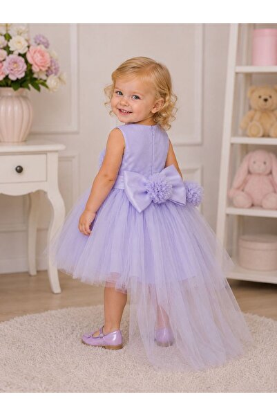 RAPAPA Girl's Lilac Flower Detailed Tulle Evening Dress 3344
