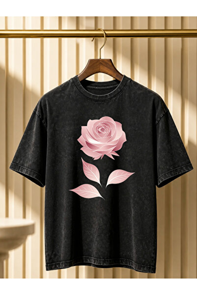 Pink Sky Μπλουζάκι Unisex Oversize με εφέ ξεβαμμένου υφάσματος, Vintage Stree...
