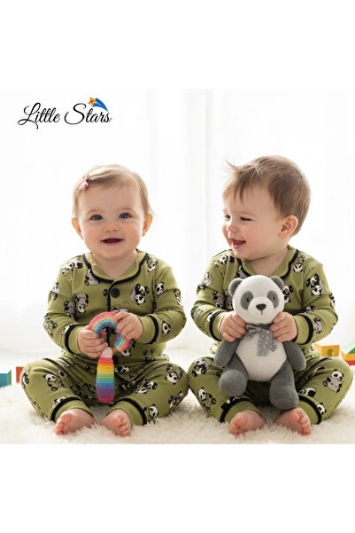 Unisex Organik Pamuklu Panda Desenli 2’li Pijama Takımı