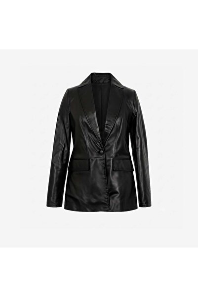 KEMAL TANCA Genuine Leather Single Button Women's Blazer Jacket Bo-1942
