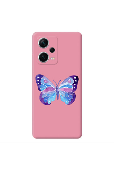 Other Xiaomi Poco X5 Big Butterfly Pink Colored Silicone TPU Θήκη