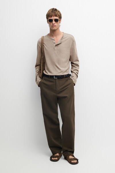 Massimo Dutti Keten ve pamuklu straight fit pantolon