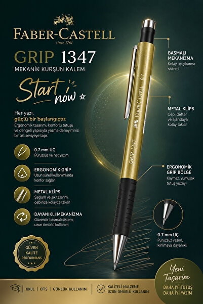 Faber Castell Faber-Castell 1347 0.7 mm Uçlu Kalem – Kaymaz Gripli, Metal Kli...