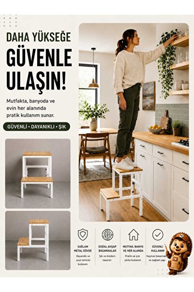 Fahrettin Küçük 2 Basamaklı Metal Merdiven Tabure- Banyo- Mutfak - Depo
