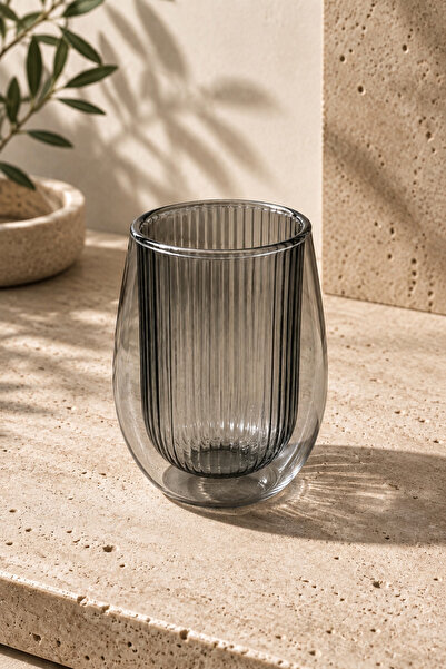 Tutku Home Çift Cidarlı Borosilikat Cam Meşrubat Bardağı 370 Ml