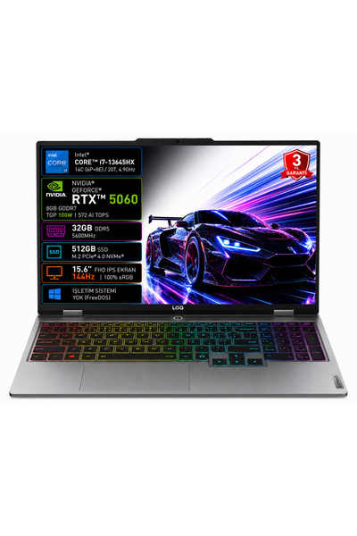 LENOVO Loq 15IRX10 83JE01CXTR-02 I7-13645HX 32GB 512GB SSD RTX5060 8gb Tgp 10...