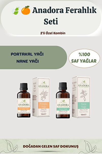 Ferahlık Seti – Nane Yağı 10 ml + Portakal Yağı 10 ml – %100 Saf Uçucu Yağ Seti