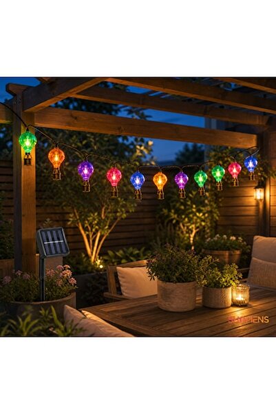 SHOPIENS Ghirlandă luminoasă solară 3.8m cu 10 baloane cu aer cald, LED multi...