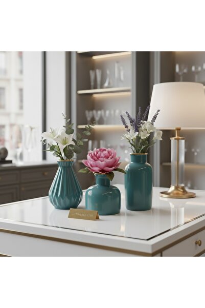 ariana sytle Set of 3 Ceramic Turquoise Green Vases