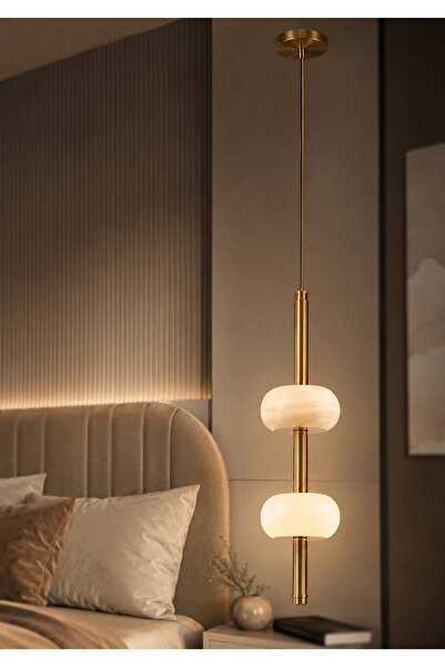 burenze Exclusive Limited Edition Mermer Tekli Sarkıt Led Avize Marble Tasarı...