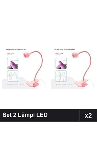NAİLS Set 2 Lămpi LED Lanternă Flexibile cu Clemă 3W USB pentru Uscare Unghii...