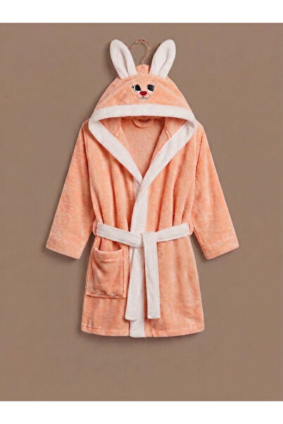 karahanlı tekstil Extra Soft Children's Bathrobe with Hood and Rabbit Ears