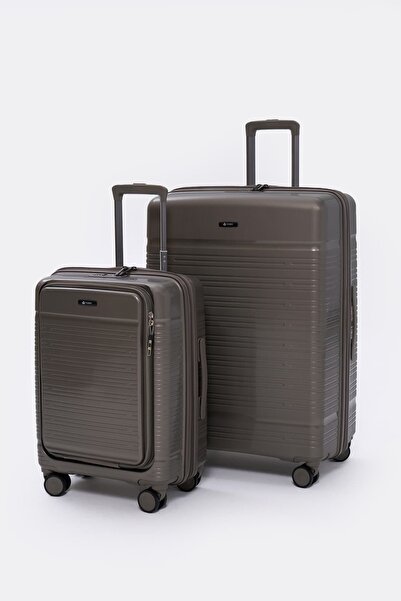 Torry Premium Series PP 2'li Valiz Seti Büyük + Kabin Gri