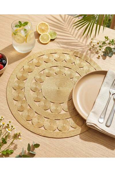 REDTAG Gold Embellished Round Placemat
