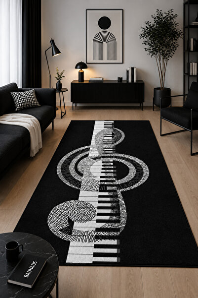 Aybek Home Modern Sol Anahtarı Piyano Desenli Dijital Kaymaz Taban Yıkanabili...