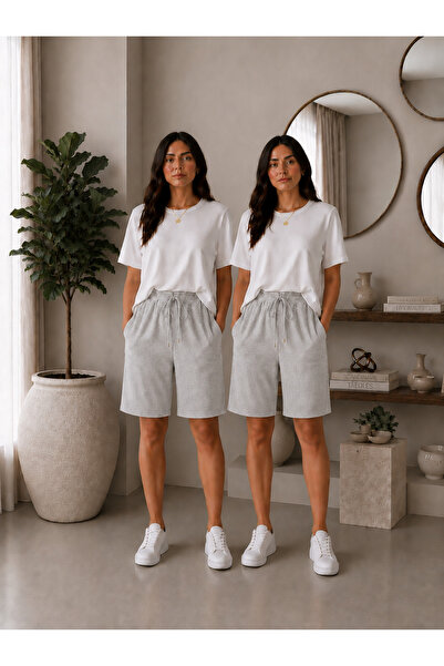 JULİA MODA 2'Li Cool Appearance Complementer Oversize Γυναικεία Σορτς Άνετα