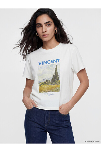 LC Waikiki Peak New Season Van Gogh Printed 100% Cotton Women's T-Shirt