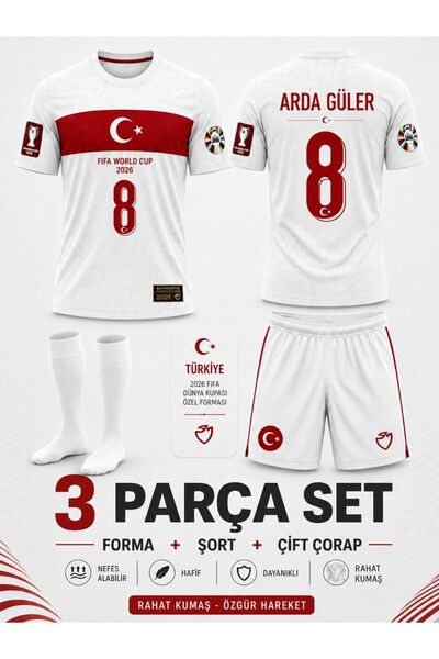 yenteks Türkiye FIFA CUB 2026 Arda Güler Beyaz Çocuk Forması Çorap Hediyeli (SH)