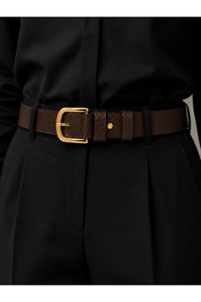 kemer krallığı Women's Brown Gold Buckle Belt – Matching with Trousers, Dress...