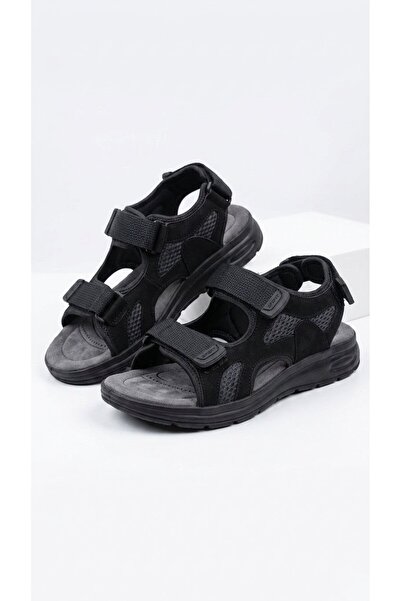 Shubuu Men's Black Comfortable Soft Velcro Lightweight Sports Sandals 600