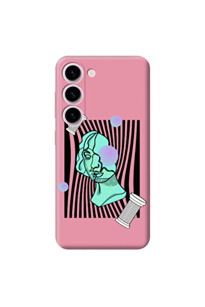Other Samsung S23 Plus Columns Pink Colored Silicone TPU Θήκη