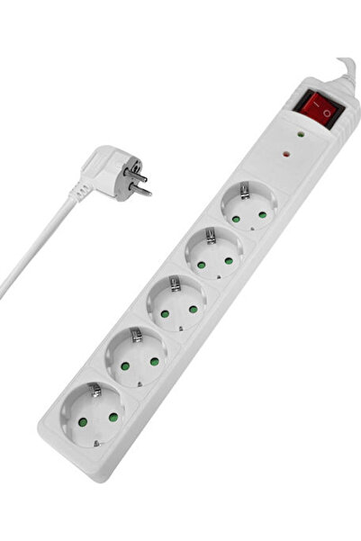 POWERTECH Πολύπριζο με προστασία από υπερτάσεις, 5 θέσεων, με διακόπτη και κα...