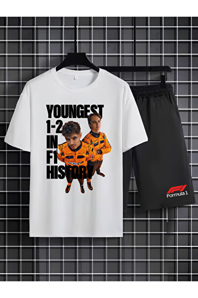 MAGORS Lando Norris Printed 100% Cotton Crewneck Kids T-Shirt-Shorts F1 Dual Set