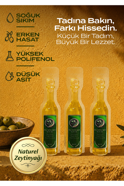 Olivisimo Erken Hasat Soğuk Sıkım Natürel Sızma Zeytinyağı Deneme Boyu 10 Ml x 3