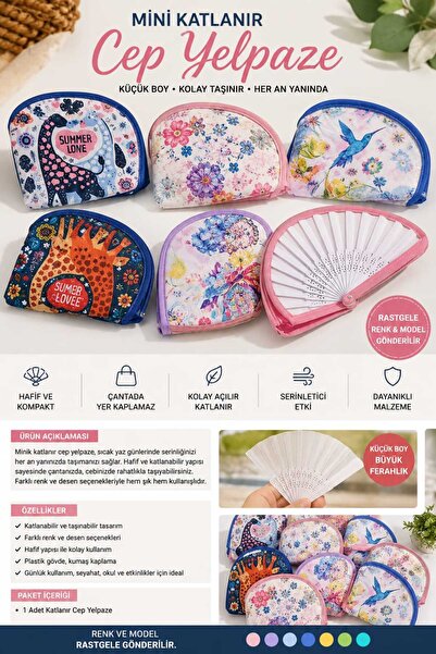 NEWSTORE HOME Mini Katlanır Cep Yelpazesi – Taşınabilir Kılıflı El Yelpazesi ...