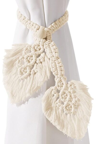 Arabest Boho Curtain Tiebacks,Double Leaf Hand Knitting Natural Cotton Curtai...