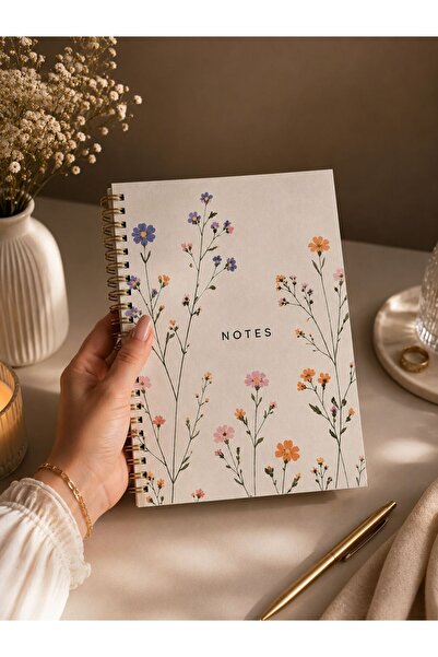 NİORE A5 Spiral Notebook 120 Sheets Colorful Flowers Notepad School Notebook