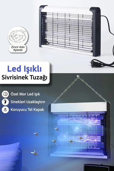 Meleni Home Led Işıklı Sinek Öldürücü - Taşınabilir Elektrikli Sivrisinek Böc...
