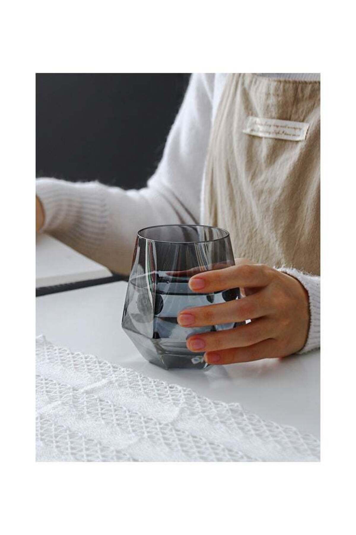 Shuer Creative Hexagonal Diamond Glass Grey 9.2x9.3x6.6cm