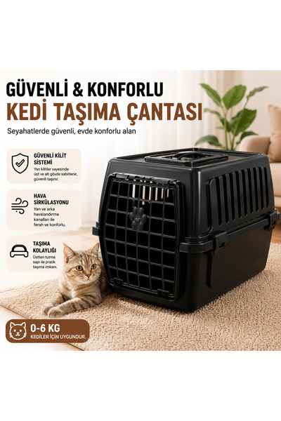 Poliwork Kedi Taşıma Çantası Plastik Kedi Taşıma Kabı Kilitli Versus Taşıma Ç...