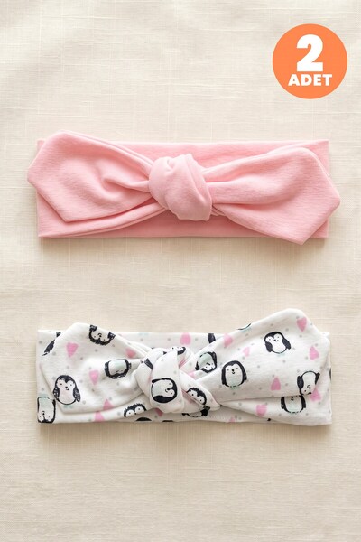 Just inner Baby Girl 2-Piece Cotton Bandana Beanie with Penguin Pattern and B...
