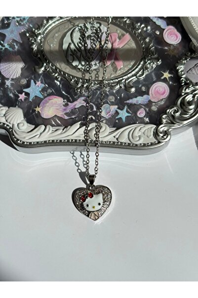 Dem Accessory Çelik | Hello Kitty Kalp figürlü Kolye 3 adet