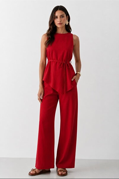 EFİL Asymmetrical Blouse Trousers Set