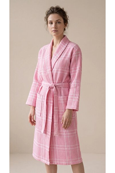 Vintero Home Summer Striped 100% Cotton Pique Bathrobe – Shawl Collar