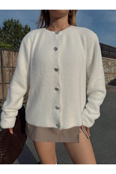 DAĞON'S Cardigan cu nasturi în formă de inimă și design de barbă